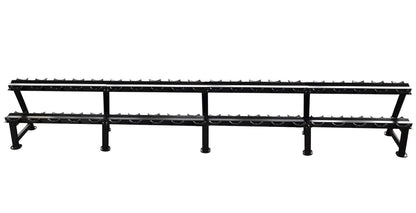 Ablage für Kurzhantelsätze, 2 Reihig für 20 Paare, Ständer / Regal für Hanteln, mit Ablageschalen, DankSport, Farbe Schwarz - NEU