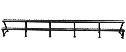 Ablage für Kurzhantelsätze, 2 Reihig für 25 Paare, Ständer / Regal für Hanteln, mit Ablageschalen, DankSport, Farbe Schwarz - NEU