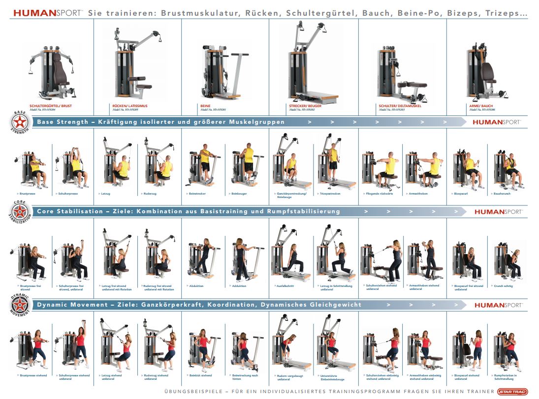 Star Trac Human Sport AB Crunch, Arm Curl, Abdominal and Biceps Machine, 2-in-1 Combination Machine - Black Upholstery, Used - Refurbished Condition