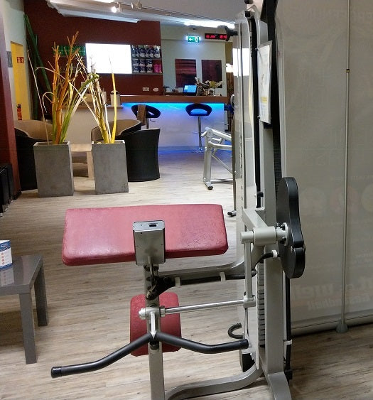 RMA biceps machine, biceps curl station, arm curler, silver, used - refurbished condition