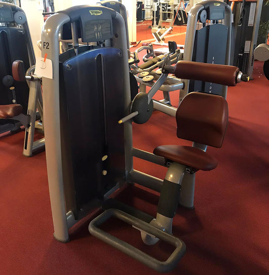 TechnoGym Back Extension, back extension machine, hyperextension, Selection Line - New model with plastic cover, brown upholstery, used - refurbished condition