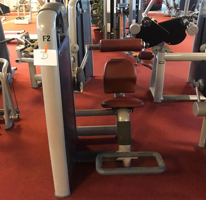TechnoGym Back Extension, back extension machine, hyperextension, Selection Line - New model with plastic cover, brown upholstery, used - refurbished condition