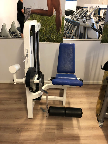 ASS-Sport Beinstrecker, Leg Extension, verstellbar, 140kg Gewichtsblock, Rahmen Weiß, Polster Blau, gebraucht - überholter Zustand