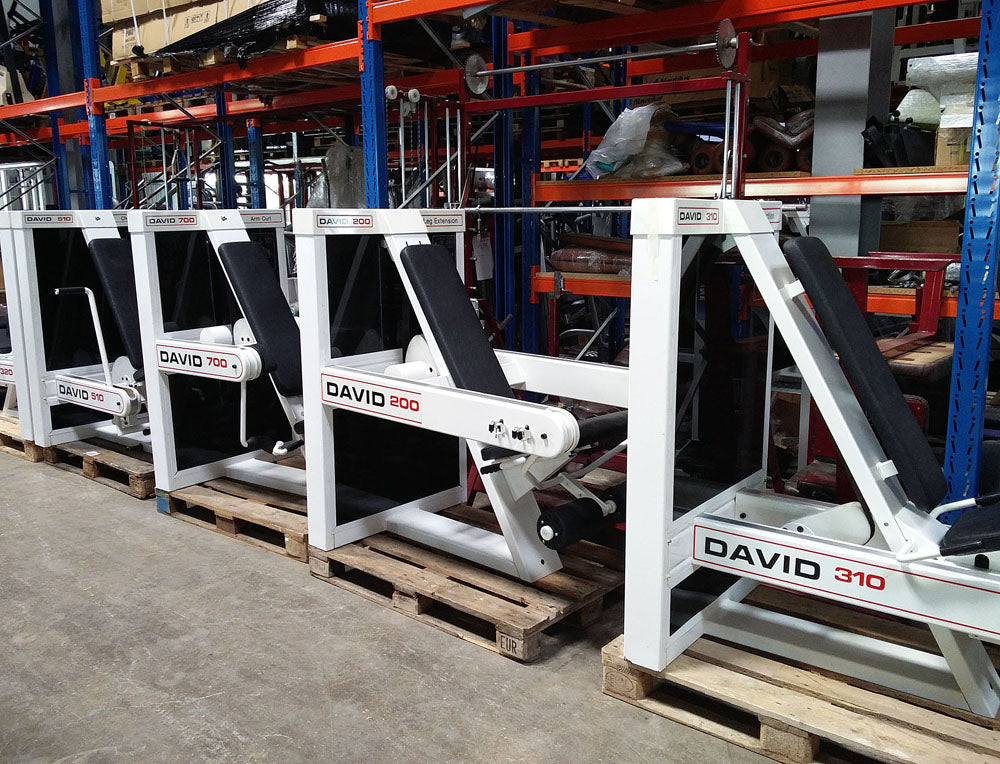 David strength training equipment, 11 fitness machines, white, used