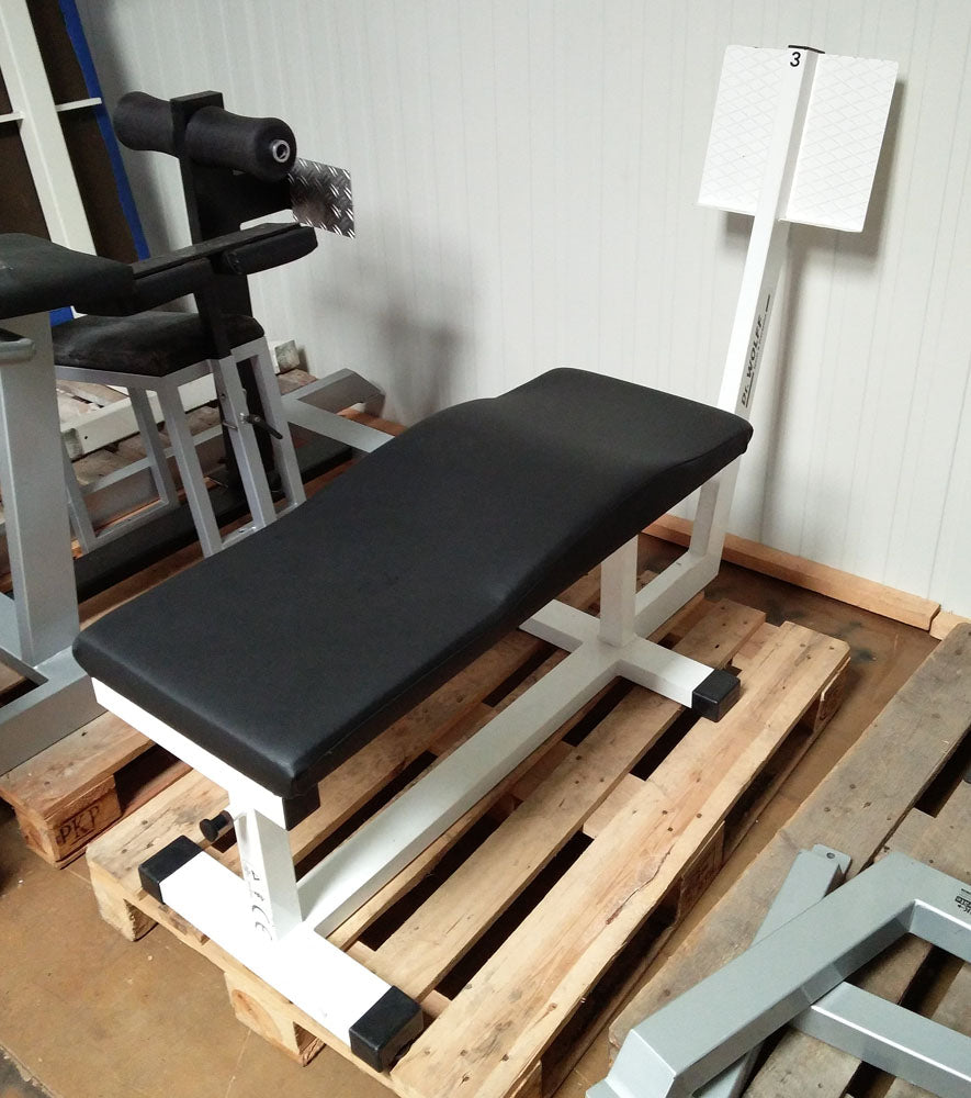 Dr. Wolff Abdominal Trainer 335, abdominal bench with footrest, white, used