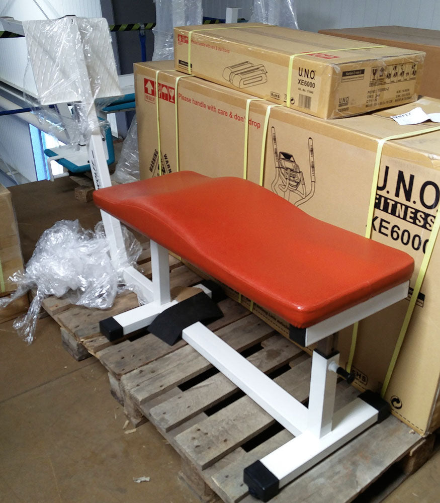 Dr. Wolff Abdominal Trainer 335, abdominal bench with footrest, white, used
