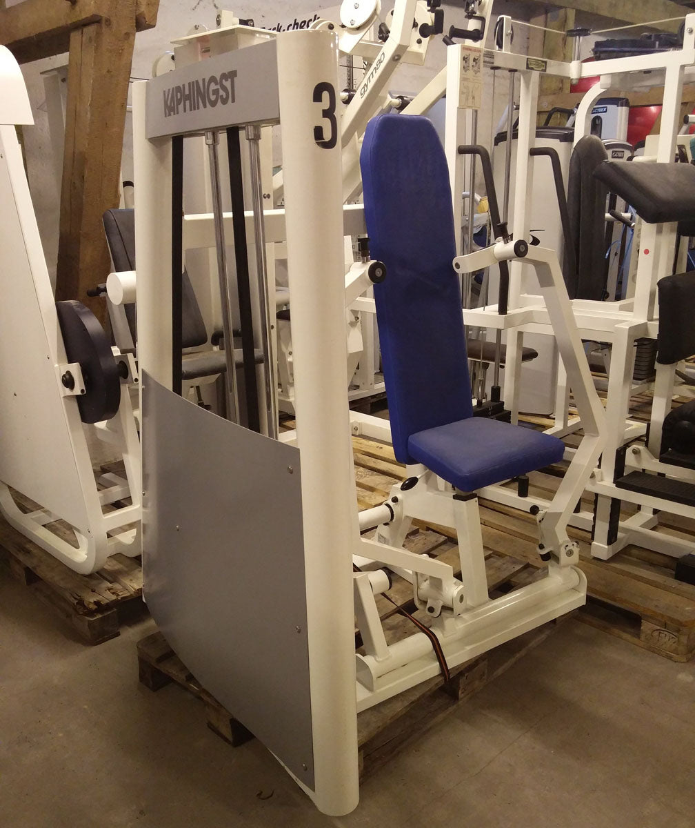 Kaphingst bench press machine, chest press, rotating handles, MPG, color white, used - refurbished condition