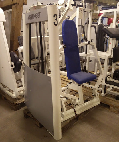 Kaphingst bench press machine, chest press, rotating handles, MPG, color white, used - refurbished condition