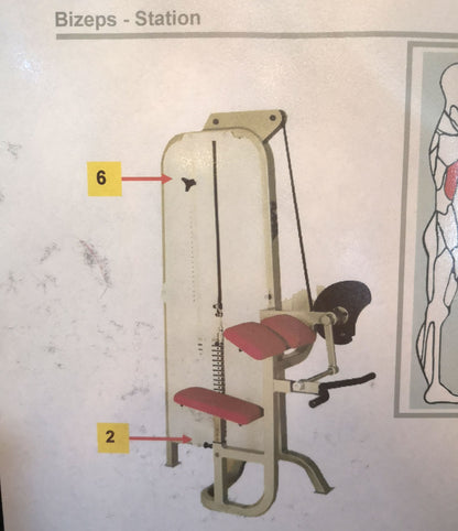 RMA biceps machine, biceps curl station, arm curler, silver, used - refurbished condition