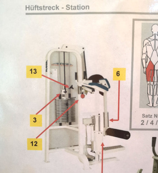 RMA hip extension - leg curl standing, silver, used - refurbished condition