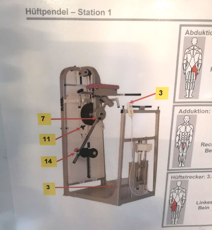 RMA hip pendulum - kick machine - Multi Hip, standing, silver, used - overhauled condition