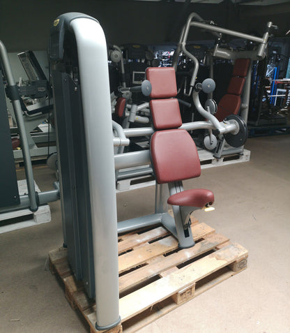 TechnoGym Triceps Machine, Arm Extension, Selection Line - New model with plastic cover, brown upholstery, used - refurbished condition