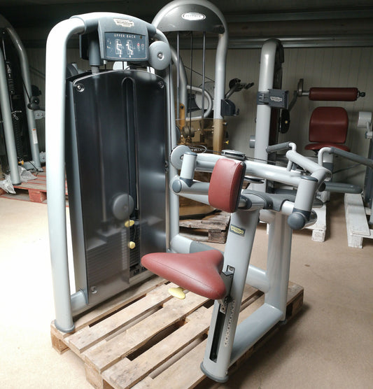 TechnoGym Upper Back, Rowing Row, Lat Isolator, Selection Line - New model with plastic cover, brown upholstery, used - refurbished condition