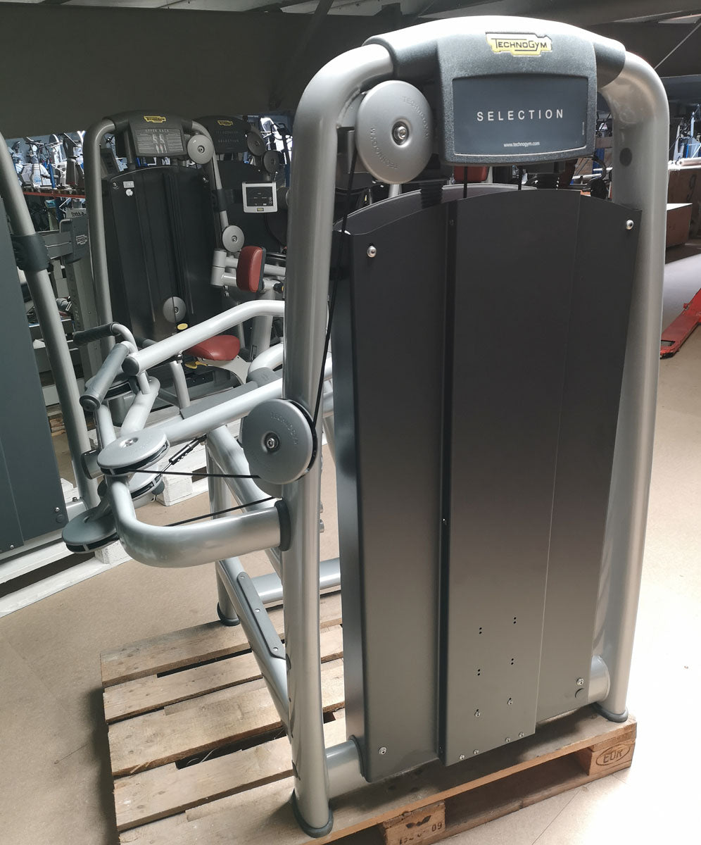 TechnoGym Upper Back, Rowing Row, Lat Isolator, Selection Line - New model with plastic cover, brown upholstery, used - refurbished condition