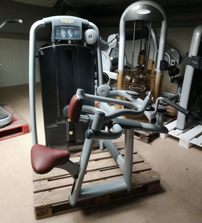 TechnoGym Upper Back, Rowing Row, Lat Isolator, Selection Line - New model with plastic cover, brown upholstery, used - refurbished condition