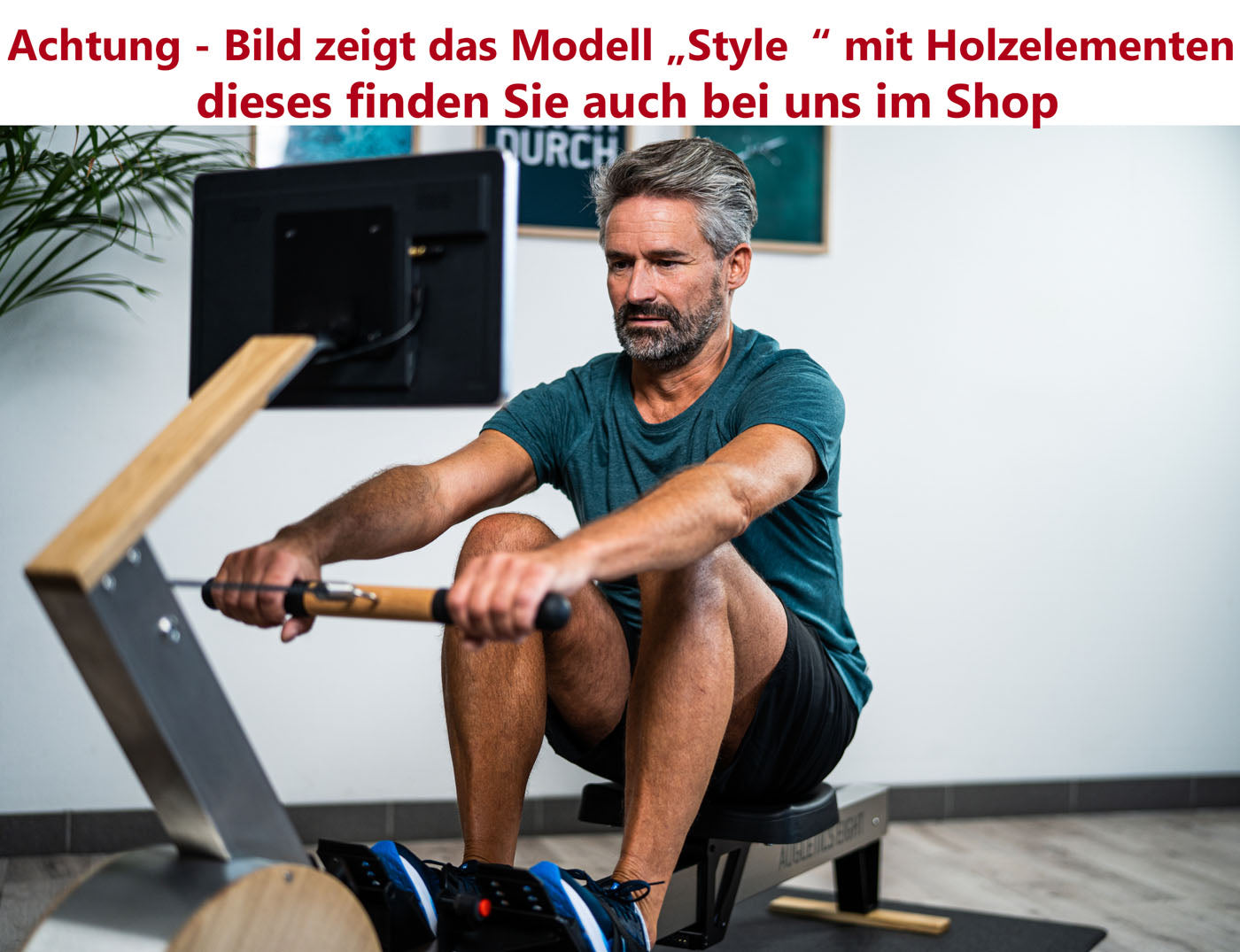 Augletics Eight - Black - Rowing machine professional model with touch display