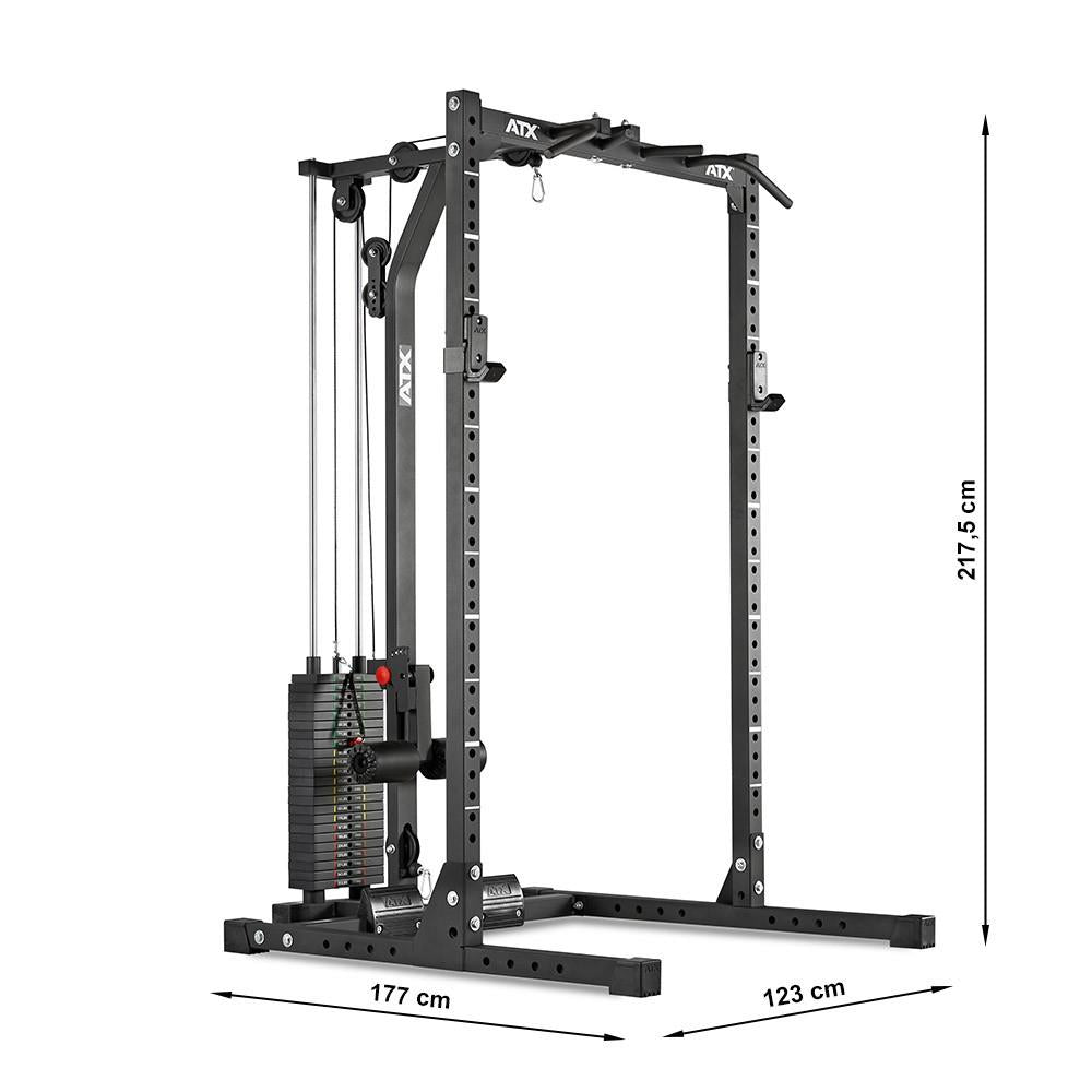 ATX Half Rack 620 - Complete system including lat pulldown station - Stack Weight