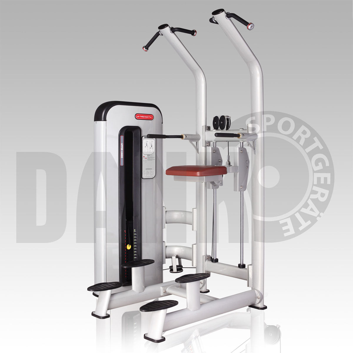 Aehnlich Star Trac, TechnoGym oder Gym80 - Danksport S-Line Gerätepark - 30 Kraftgeräte & Zubehör, Neue Geräte, Farbe Silber, Polster Braun