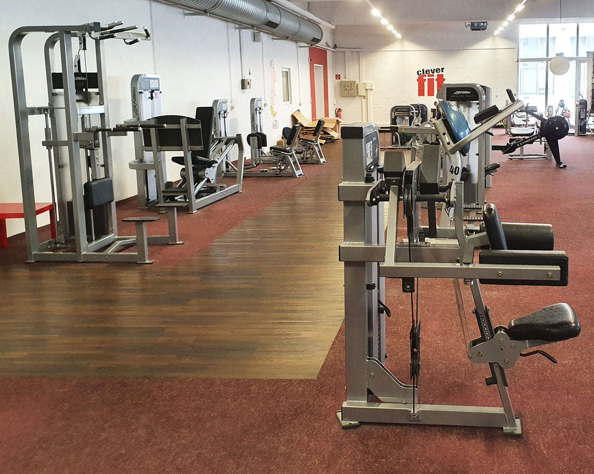 Life Fitness Pro2 and Hammer Strength - 15 strength training machines in a set, silver frame, used - refurbished condition