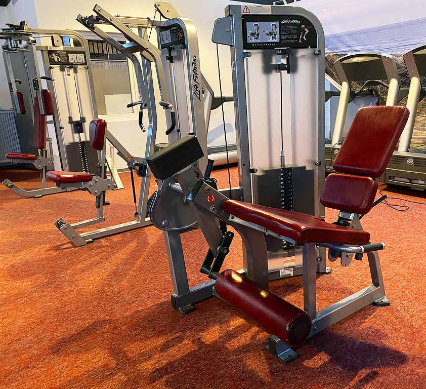 Life Fitness Pro2 and Hammer Strength - 15 strength training machines in a set, silver frame, used - refurbished condition