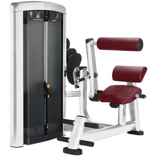 Life Fitness Rückenstrecker, Lower Back Extension, Insignia Serie, Rahmenfarbe Diamond White, Polster Cranberry, Neuwertig