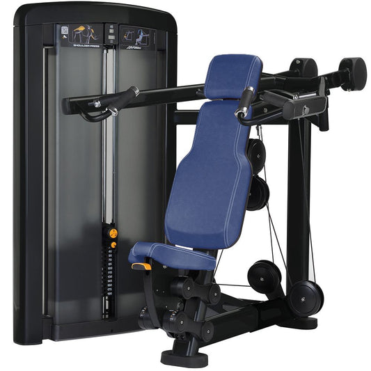 Life Fitness Shoulder Press, Shoulder Press, Insignia Series, Color Black-Anthracite, Upholstery Blue, As New