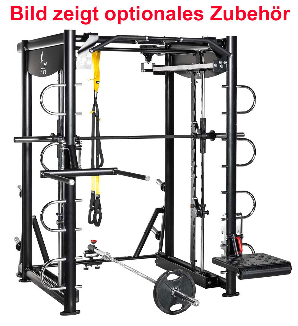 L+K Multi-Rack 272E, 3D Multipresse Rack, Smith Machine, Dips und Klimmzug Möglichkeiten, Rahmenfarbe Schwarz, gebraucht - überholter Zustand