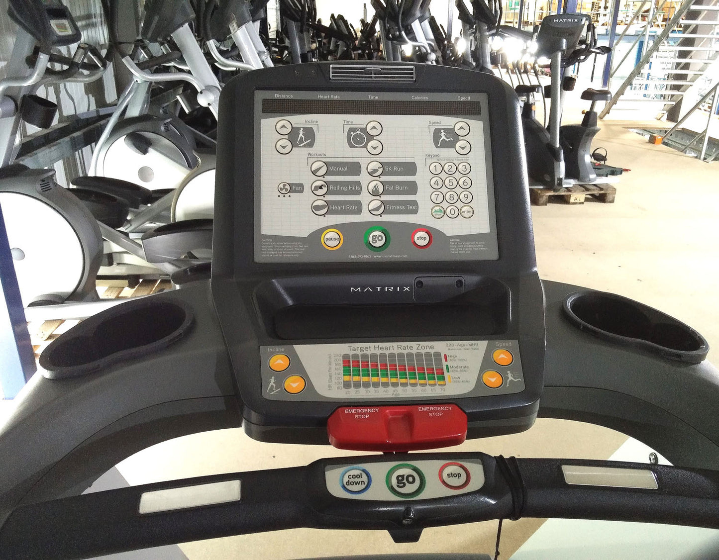 Matrix cardio equipment park, 9 machines, treadmills, cross trainers, ergometers, steppers, etc., new models, T5x - E5x - U5x - R5x, S5x, used, refurbished condition