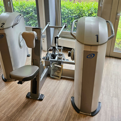 Nautilus ONE Row, Rudermaschine mit Bruststütze, Lat-Rudern, Model S6MR, drehbare Griffe, Rahmenfarbe Silber, gebraucht - überholter Zustand