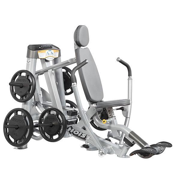 Hoist Roc-IT Decline Chestpress, RPL-5305 Bench Press Machine Negative, Negative Chest Press, Roc IT Plate Loaded Series, Frame Color Silver, Used - Refurbished Condition