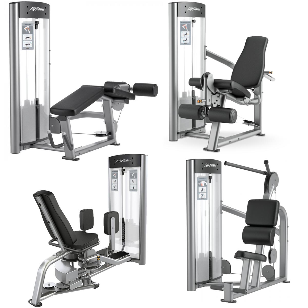 Life Fitness Optima Series - 12 Kraftgeräte im Set, 14 Trainingsstationen, Farbe Silber, gebraucht - überholter Zustand