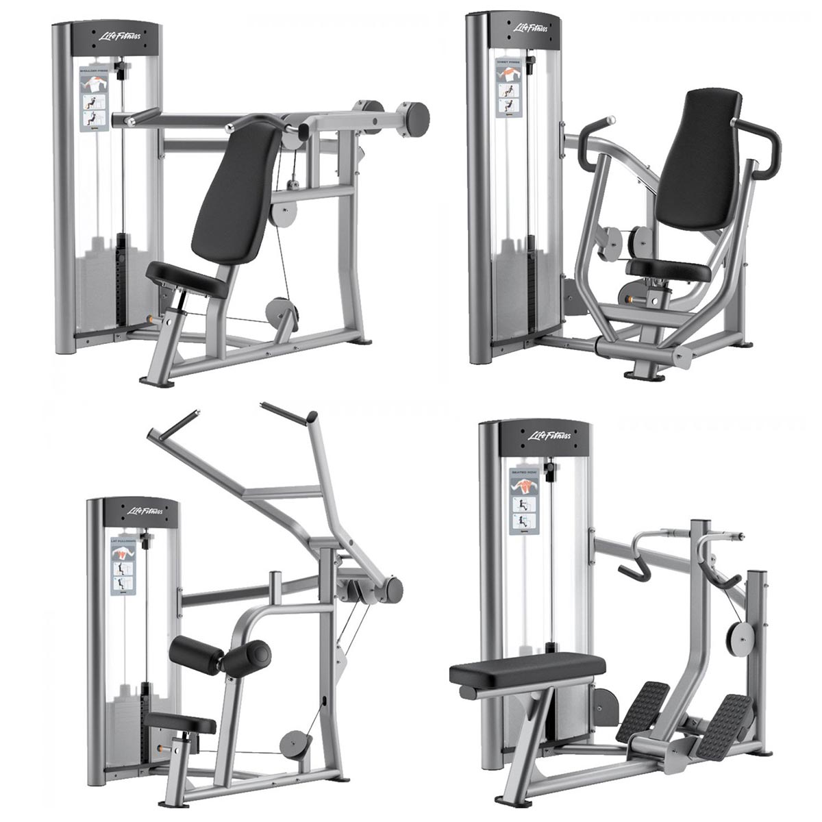 Life Fitness Optima Series - 12 Kraftgeräte im Set, 14 Trainingsstationen, Farbe Silber, gebraucht - überholter Zustand