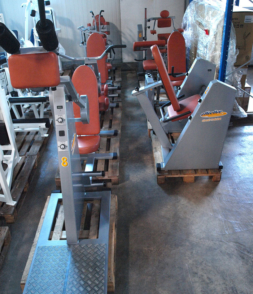 Effective Strength Endurance Circuit - 9 strength machines, silver frame, orange upholstery, used