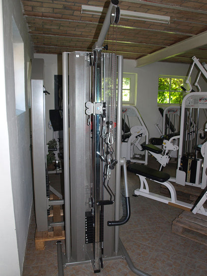 Dynamed explosion hoist, height-adjustable, freestanding, 55 kg, gallows, silver, used, 2 available