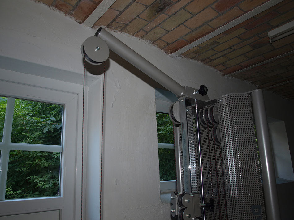 Dynamed explosion hoist, height-adjustable, freestanding, 55 kg, gallows, silver, used, 2 available