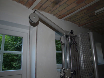 Dynamed explosion hoist, height-adjustable, freestanding, 55 kg, gallows, silver, used, 2 available