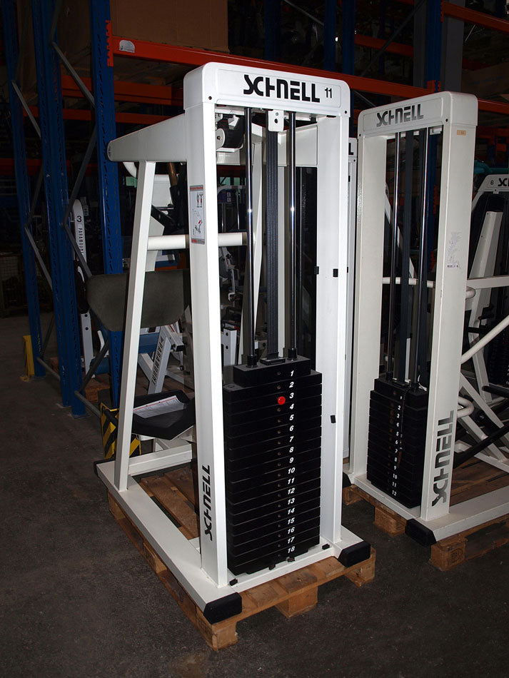 Schnell strength training equipment, white frames, black upholstery, used