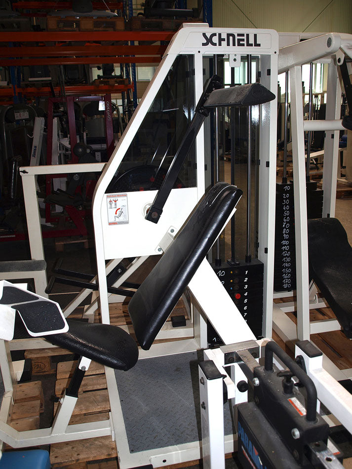 Schnell strength training equipment, white frames, black upholstery, used