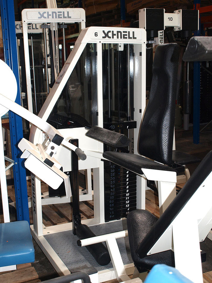 Schnell strength training equipment, white frames, black upholstery, used