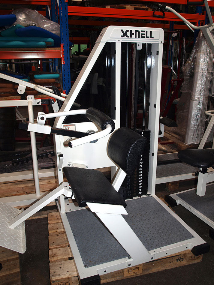 Schnell strength training equipment, white frames, black upholstery, used