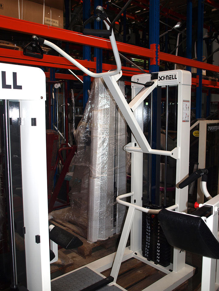 Schnell strength training equipment, white frames, black upholstery, used