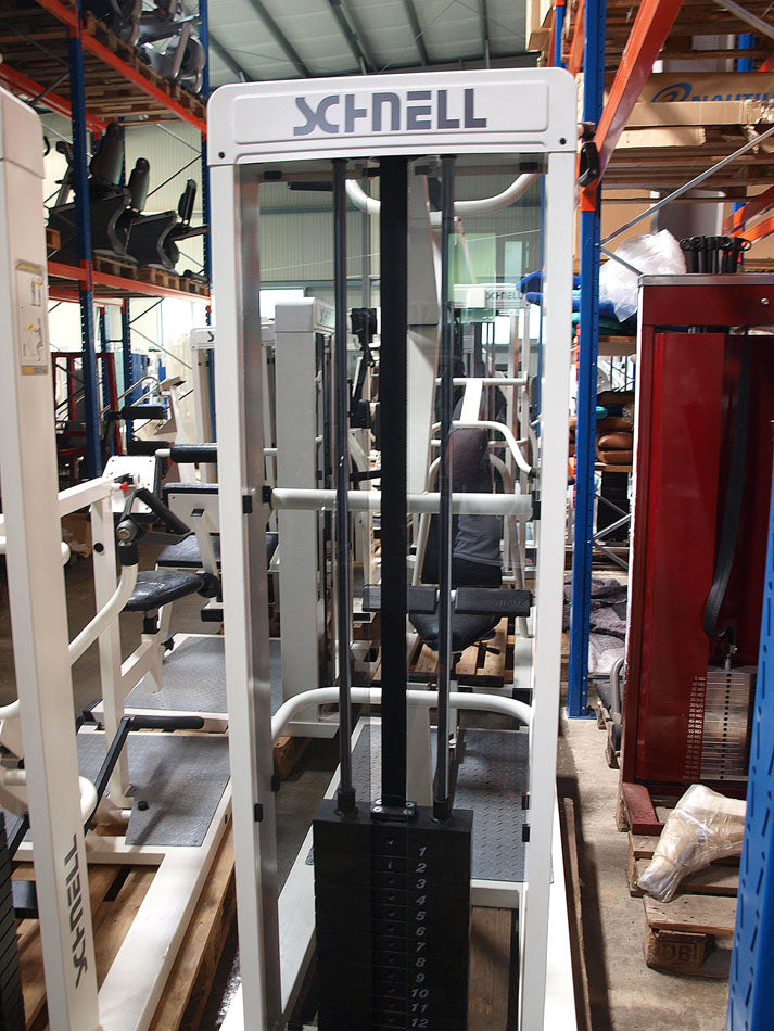 Schnell strength training equipment, white frames, black upholstery, used
