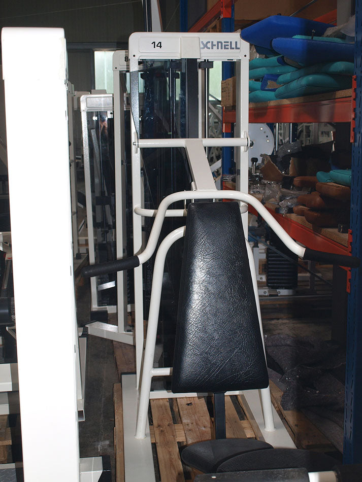Schnell strength training equipment, white frames, black upholstery, used