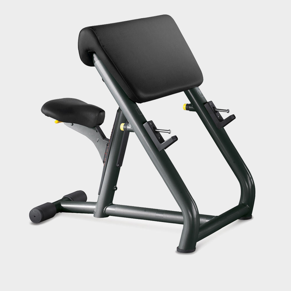 TechnoGym Scottcurl Bench, Scott bench, biceps training bench, color black, upholstery black, used - tested condition