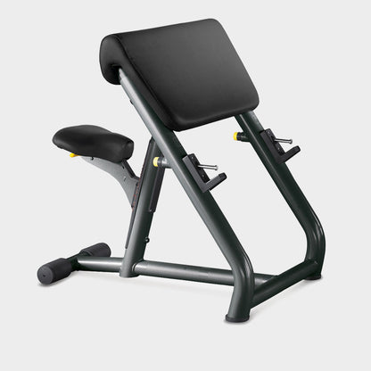 TechnoGym Scottcurl Bench, Scott bench, biceps training bench, color black, upholstery black, used - tested condition
