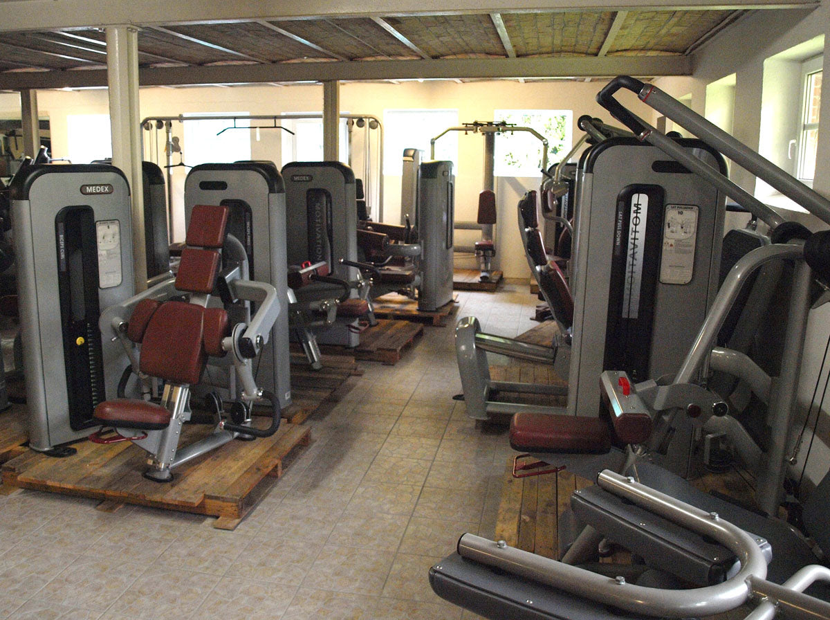 Komplette Fitnessstudio Einrichtung - Gerätepark mit über 45 Kraftgeräten - Danksport S-Line Set mit 45 Fitnessgeräten & Zubehör, Ausstellungsgeräte vergleichbar mit Gym80, Nautilus, Star Trac oder TechnoGym