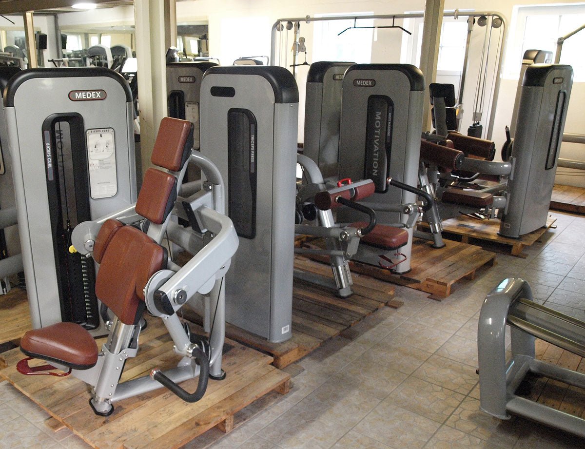 Komplette Fitnessstudio Einrichtung - Gerätepark mit über 45 Kraftgeräten - Danksport S-Line Set mit 45 Fitnessgeräten & Zubehör, Ausstellungsgeräte vergleichbar mit Gym80, Nautilus, Star Trac oder TechnoGym