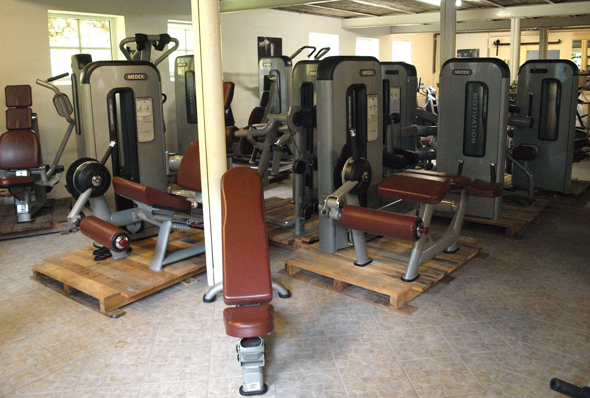 Komplette Fitnessstudio Einrichtung - Gerätepark mit über 45 Kraftgeräten - Danksport S-Line Set mit 45 Fitnessgeräten & Zubehör, Ausstellungsgeräte vergleichbar mit Gym80, Nautilus, Star Trac oder TechnoGym