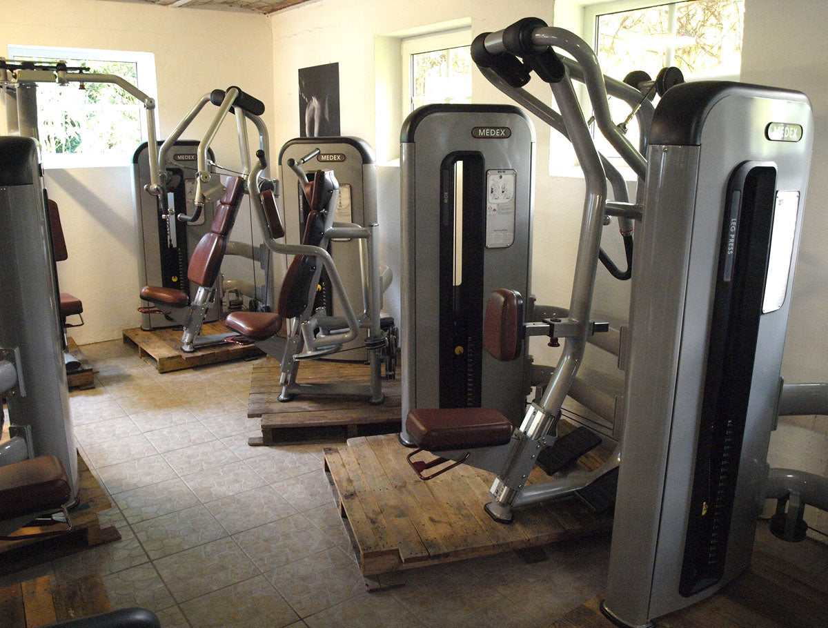 Komplette Fitnessstudio Einrichtung - Gerätepark mit über 45 Kraftgeräten - Danksport S-Line Set mit 45 Fitnessgeräten & Zubehör, Ausstellungsgeräte vergleichbar mit Gym80, Nautilus, Star Trac oder TechnoGym