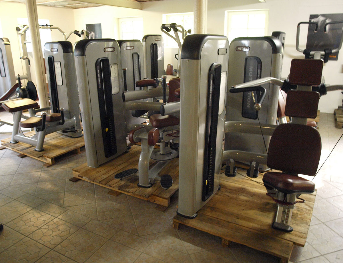 Komplette Fitnessstudio Einrichtung - Gerätepark mit über 45 Kraftgeräten - Danksport S-Line Set mit 45 Fitnessgeräten & Zubehör, Ausstellungsgeräte vergleichbar mit Gym80, Nautilus, Star Trac oder TechnoGym
